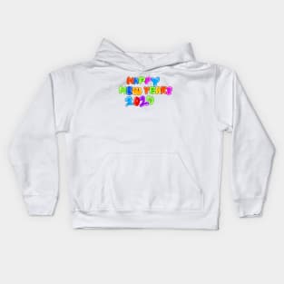 Happy new year 2024 buble letter colourful Kids Hoodie